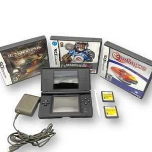 Nintendo DS Lite Game Console - Onyx Black w/ 5 games Looks and Works GREAT!